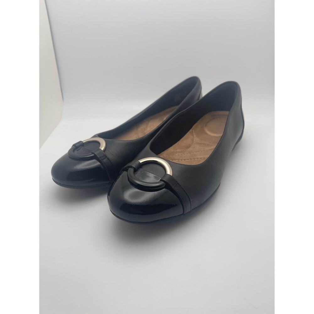 Clarks Black Leather Flats Women’s Size 6.5 Comfort Office Work